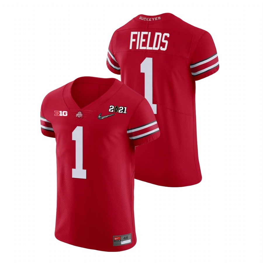 Ohio State Buckeyes Men's NCAA Justin Fields #1 Scarlet Champions 2021 National Playoff College Football Jersey DMJ0049YM